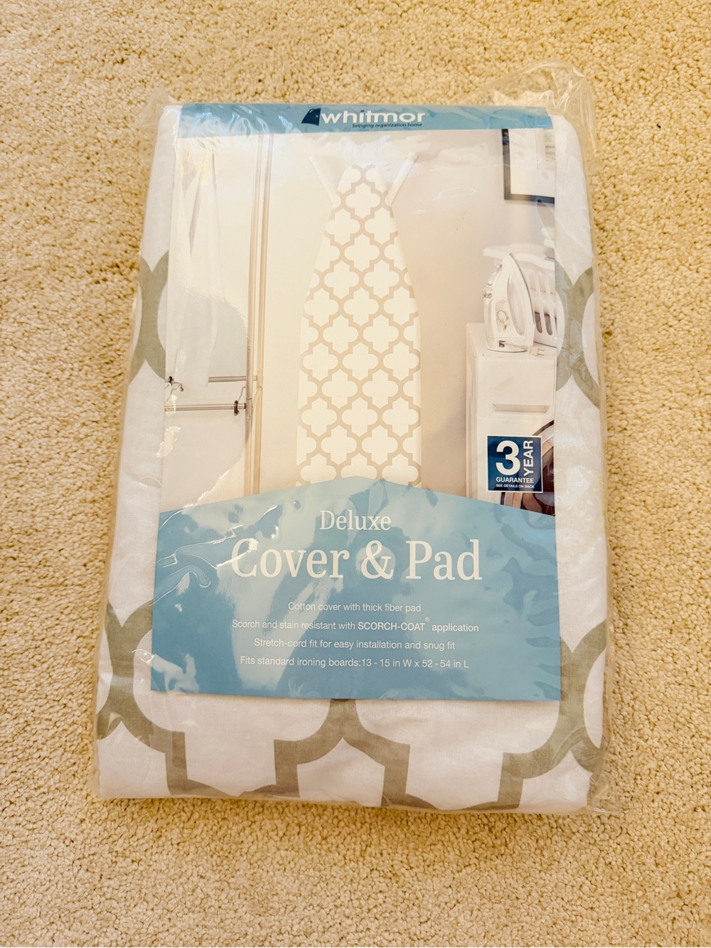 Whitmor Deluxe Cover & Pad - White with Gray Pattern